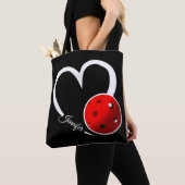Pickleball-Liebe Weißes Herz - Rotes Pickleball Tasche (Von Nahem)