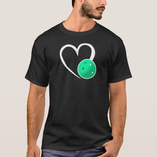 Pickleball Liebe Weißes Herz Türkis Pickleball T-Shirt (Vorderseite)
