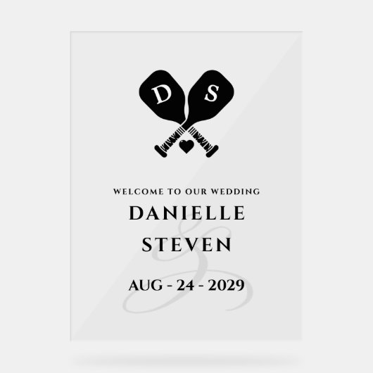 Pickleball-Liebe Willkommen Acrylschild (Vorderseite)