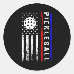 Pickleball Liebhaber 4. Juli American Flag Pickle Runder Aufkleber
