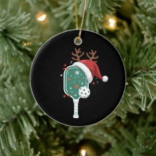 Pickleball-Liebhaber Sport Weihnachten Santa Hut Keramik Ornament