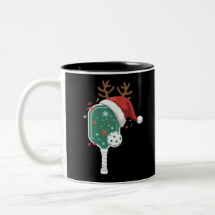 Pickleball-Liebhaber Sport Weihnachten Santa Hut Zweifarbige Tasse
