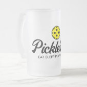 Pickleball Liebhaber von Glas Bierstein Geschenk f Mattglas Bierglas (Vorderseite Links)