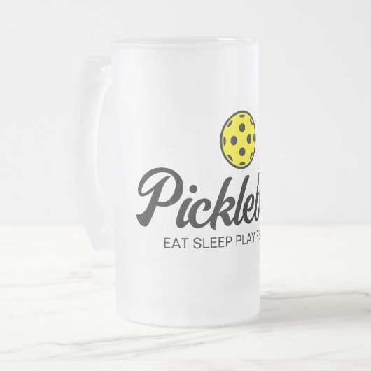 Pickleball Liebhaber von Glas Bierstein Geschenk f Mattglas Bierglas (Vorderseite Links)
