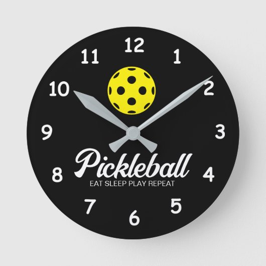Pickleball Lieblings-Wanduhr mit lustigem Zitat Runde Wanduhr (Vorderseite)