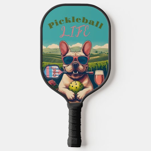 Pickleball Life Paddle - French Bulldog & Rosé (Rückseite)