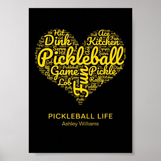Pickleball Life Word Art Typografie Personalisiert Poster (Vorne)