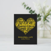 Pickleball Life Word Art Typografie Personalisiert Postkarte (Stehend Vorderseite)
