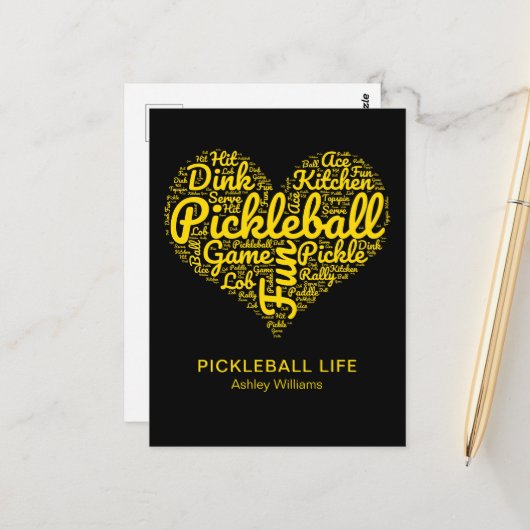 Pickleball Life Word Art Typografie Personalisiert Postkarte (Vorderseite/Rückseite Beispiel)