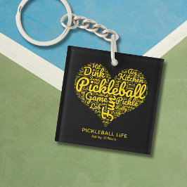 Pickleball Life Word Art Typografie Personalisiert Schlüsselanhänger