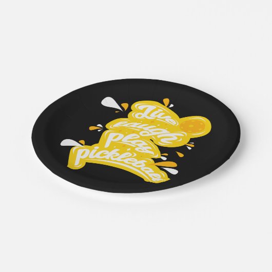 Pickleball - Live Laugh Play Pickleball Pappteller (Schrägansicht)