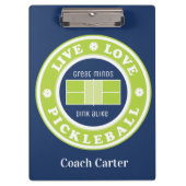 Pickleball: Live, Liebe, Pickleball, benutzerdefin Klemmbrett (Vorderseite)