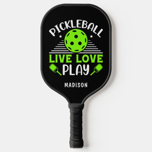 Pickleball Live Liebe Play Typografie Name Schläger (Vorderseite)