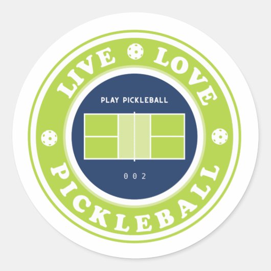 Pickleball: Live-Live-Pickleball Runder Aufkleber (Vorderseite)