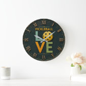 Pickleball Love Paddle Ball  Große Wanduhr (Zuhause)