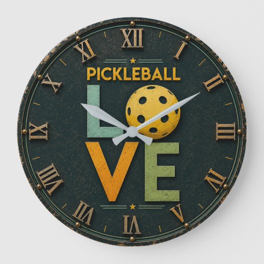 Pickleball Love Paddle Ball  Große Wanduhr (Vorderseite)