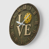 Pickleball Love  Rustic Pickleball Player Gift Große Wanduhr (Winkel)