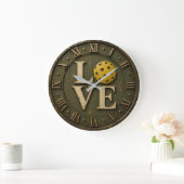 Pickleball Love  Rustic Pickleball Player Gift Große Wanduhr (Zuhause)
