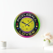 Pickleball Lover 1 Options Große Wanduhr (Zuhause)