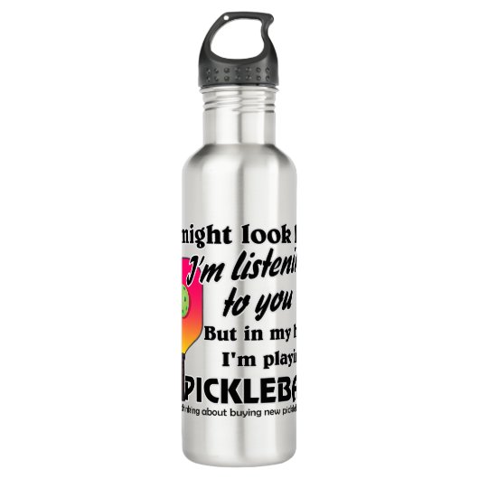 Pickleball Lover in meinem Kopf spiele ich Pickleb Edelstahlflasche (Vorderseite)