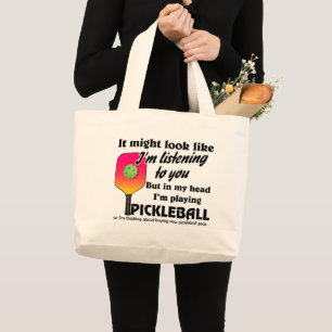 Pickleball Lover in meinem Kopf spiele ich Pickleb Jumbo Stoffbeutel