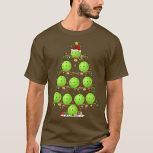 Pickleball Lover Lighting Santa Pickleball Christm T-Shirt