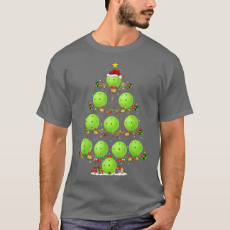 Pickleball Lover Lighting Santa Pickleball Christm T-Shirt