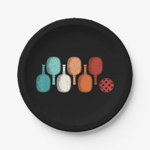 Pickleball Lover Retro Paddle Sport Vintag Pappteller