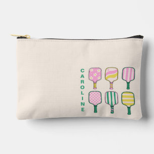 Pickleball Lover Retro Pink Green Personalisiert Zubehörtasche