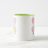 Pickleball Lover Retro Pink Green Personalisiert Zweifarbige Tasse (Mittel)