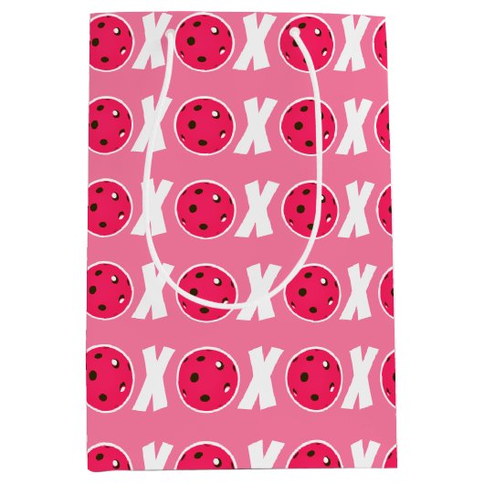 Pickleball Lover Valentine XOXO Pickleballs Mittlere Geschenktüte (Vorderseite)