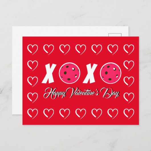 Pickleball Lover Valentine XOXO Pickleballs Postkarte (Vorne/Hinten)
