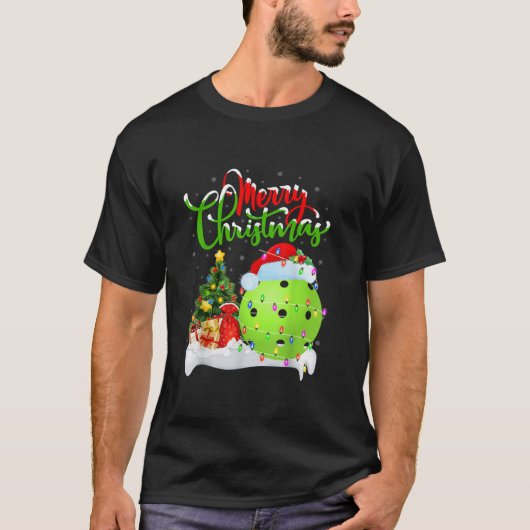 Pickleball Lover Weihnachtsdekorationen T-Shirt (Vorderseite)