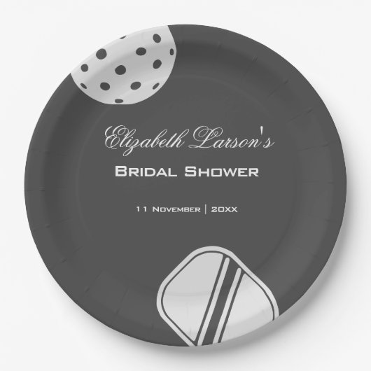 Pickleball Lovers Brautparty Black & White Pappteller (Vorderseite)