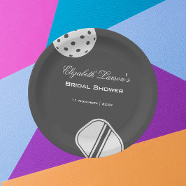 Pickleball Lovers Brautparty Black & White Pappteller