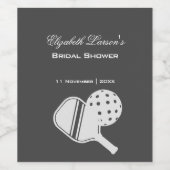 Pickleball Lovers Brautparty Black & White Weinetikett (Einzelnes Label)