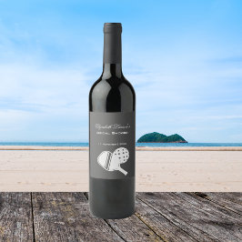 Pickleball Lovers Brautparty Black & White Weinetikett