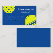 Pickleball Lovers Brautparty Neon Blue Begleitkarte (Vorne/Hinten)
