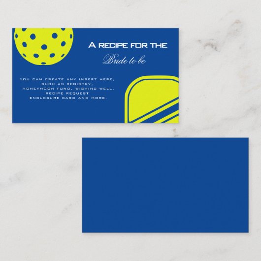 Pickleball Lovers Brautparty Neon Blue Begleitkarte (Vorne/Hinten)