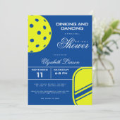 Pickleball Lovers Brautparty Neon Blue Theme Einladung (Stehend Vorderseite)