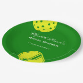Pickleball Lovers Brautparty Neon Theme Pappteller (Schrägansicht)