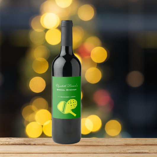 Pickleball Lovers Brautparty Neon Theme Weinetikett