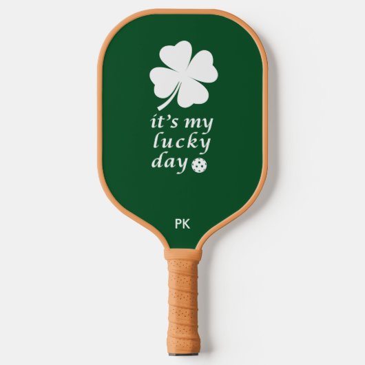 Pickleball Lucky Day Kleeblatt Funny Green Pickleball Schläger (Vorderseite)