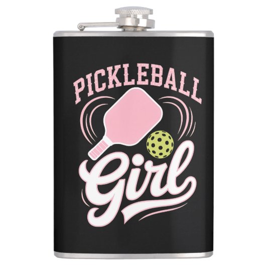 Pickleball Mädchen Spielerin Flachmann (Vorderseite)