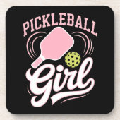 Pickleball Mädchen Spielerin Getränkeuntersetzer (Vorderseite)
