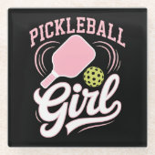 Pickleball Mädchen Spielerin Glasuntersetzer (Vorderseite)