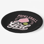 Pickleball Mädchen Spielerin Pappteller (Schrägansicht)