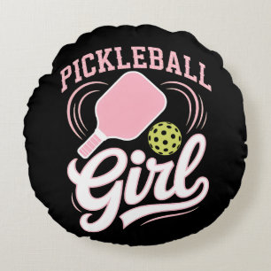 Pickleball Mädchen Spielerin Rundes Kissen