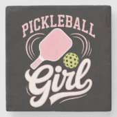 Pickleball-Mädchen-Spielerin Steinuntersetzer (Vorderseite)
