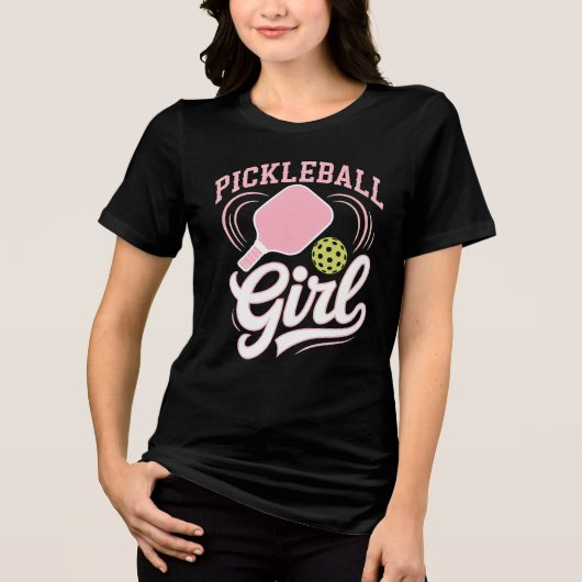 Pickleball Mädchen Spielerin Tri-Blend Shirt (Vorderseite)